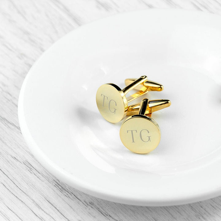 Personalised Round Gold Plated Cufflinks
