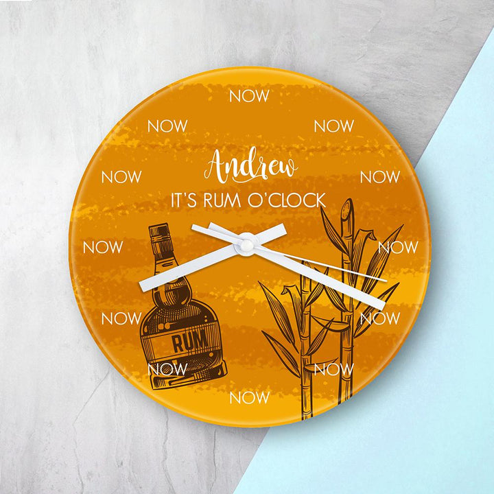 Personalised Rum O'Clock Glass Clock - Large in gift category Personalised Clocks