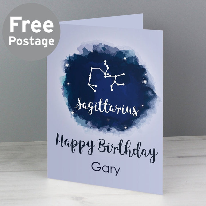 Personalised Sagittarius Zodiac Star Sign Card (November 22nd - December 21st) - part of the Gifts Finder Personalised Cards collection