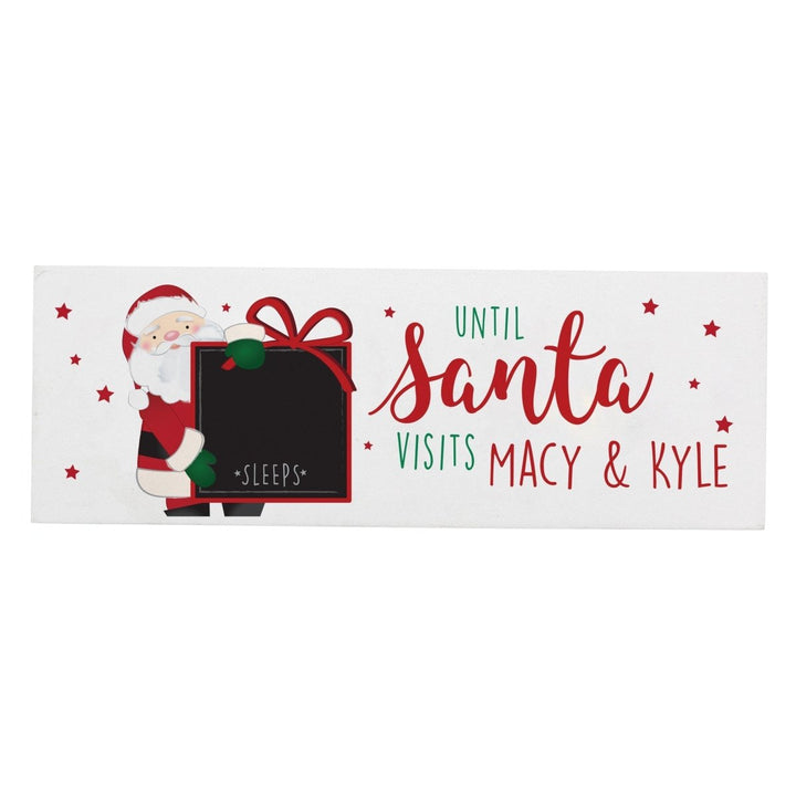 Personalised Santa Christmas Chalk Countdown Wooden Block Sign in gift category 