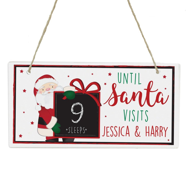 Personalised Santa Christmas Chalk Countdown Wooden Block Sign in gift category 