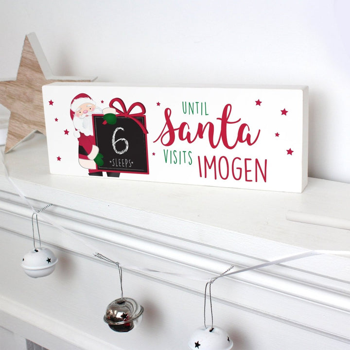 Personalised Santa Christmas Chalk Countdown Wooden Block Sign in gift category 