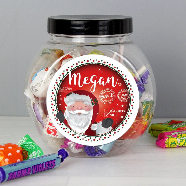 Personalised Santa 'Nice List' Sweet Jar - part of the Gifts Finder Personalised Sweet Jars collection