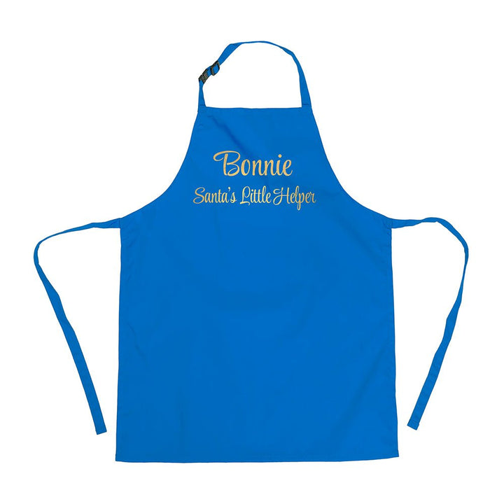 Personalised Santas Little Helper Childrens Blue Waterproof Apron in gift category 