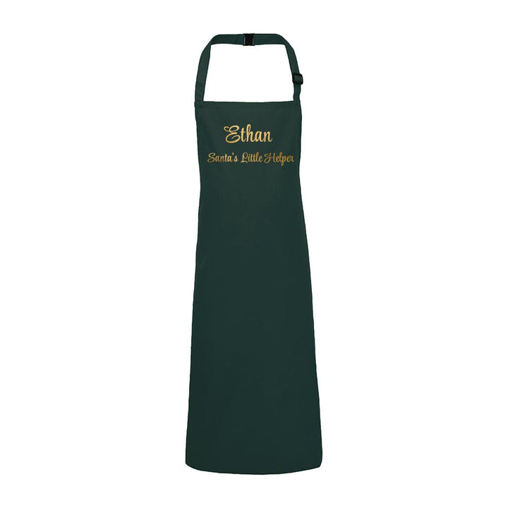 Personalised Santas Little Helper Childrens Green Waterproof Apron in gift category 