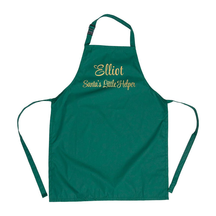 Personalised Santas Little Helper Childrens Green Waterproof Apron in gift category 