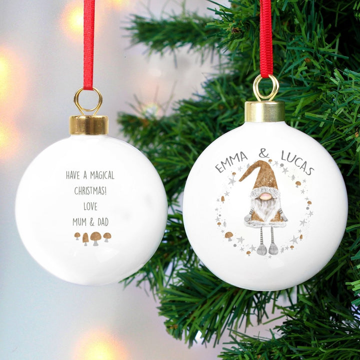 Personalised Scandinavian Christmas Gnome Bauble in gift category 