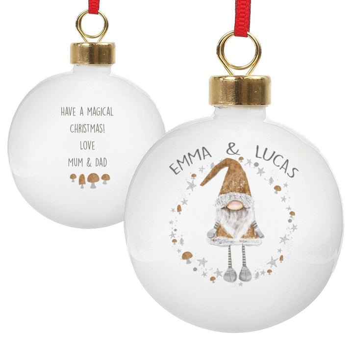 Personalised Scandinavian Christmas Gnome Bauble in gift category 