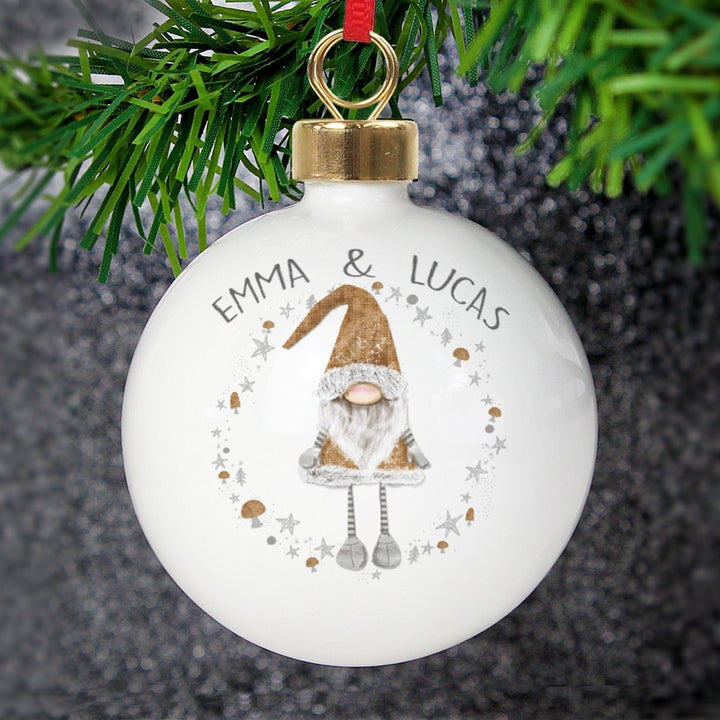 Personalised Scandinavian Christmas Gnome Bauble in gift category 