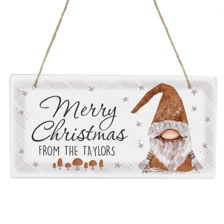 Personalised Scandinavian Gnome Wooden Sign in gift category 