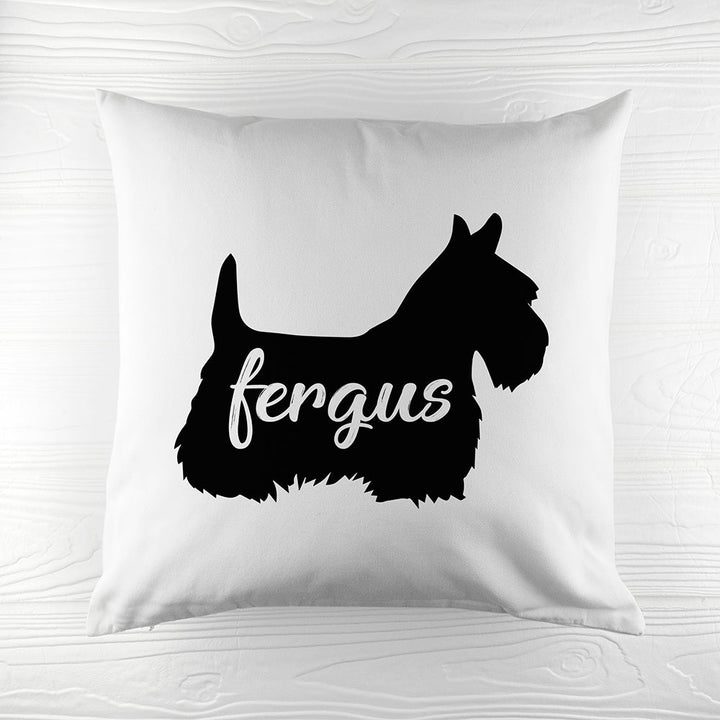 Personalised Scottish Terrier Silhouette Cushion Cover in gift category 