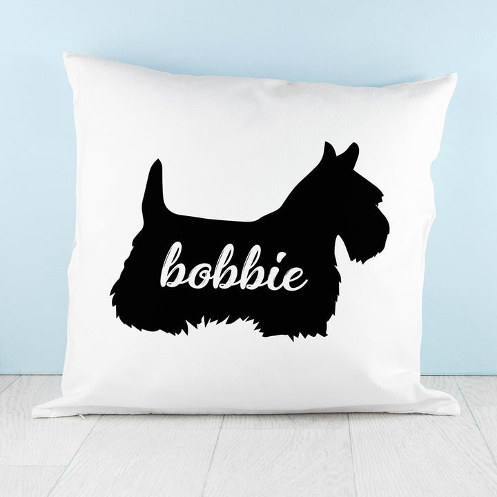 Personalised Scottish Terrier Silhouette Cushion Cover in gift category 