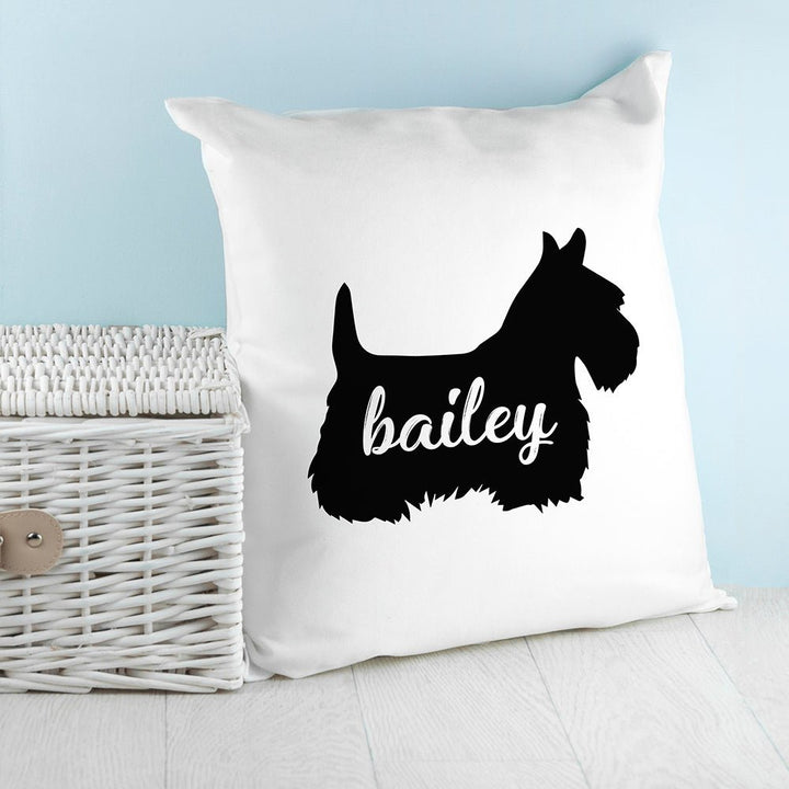 Personalised Scottish Terrier Silhouette Cushion Cover in gift category 