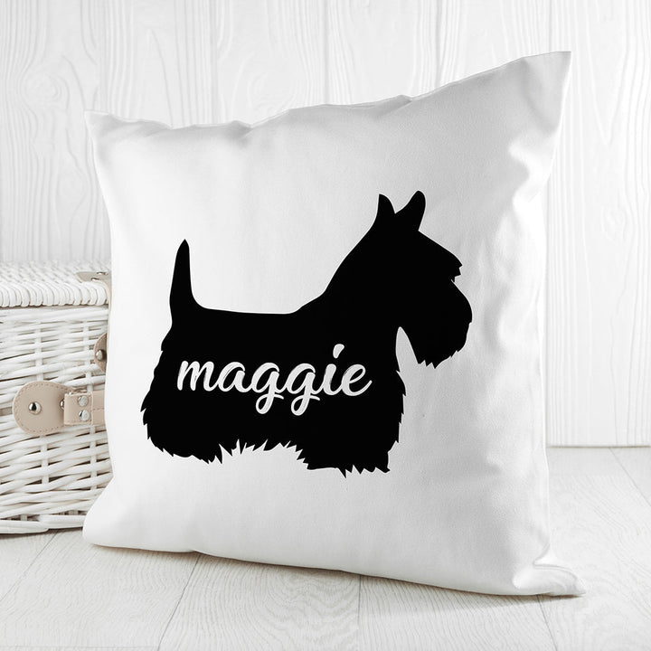 Personalised Scottish Terrier Silhouette Cushion Cover in gift category Personalised Cushion Covers