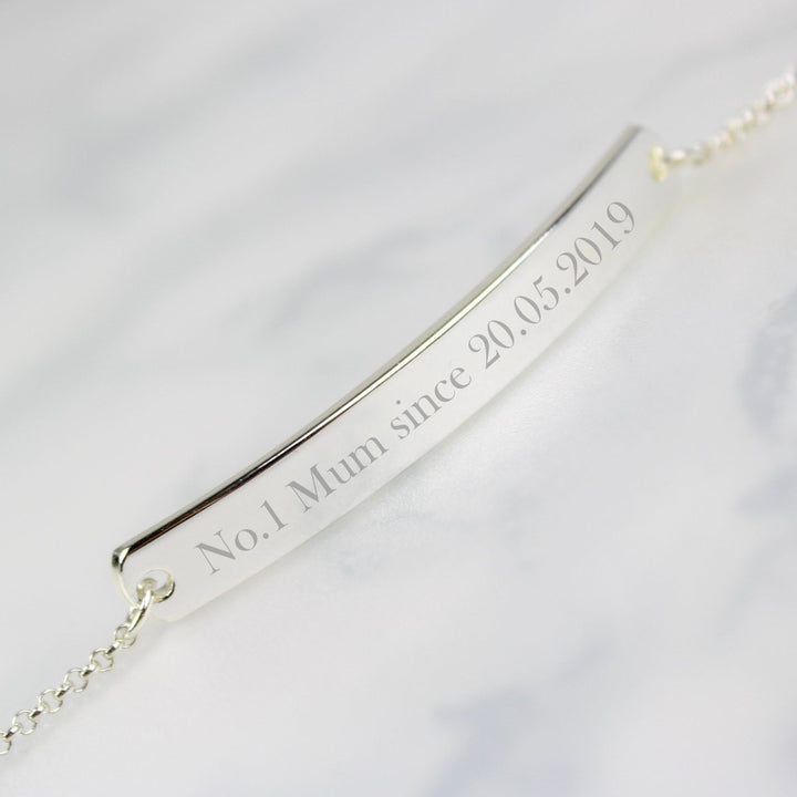 Personalised Silver Tone Bar Bracelet in gift category 