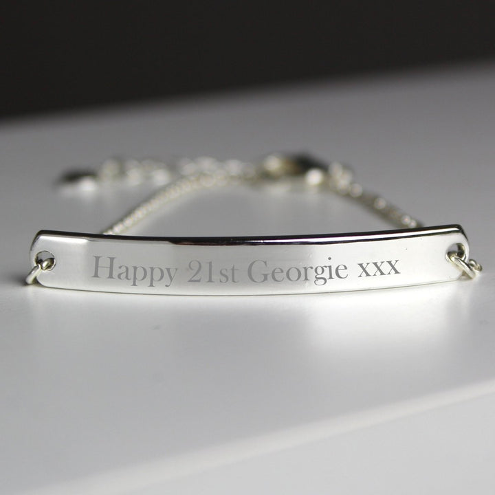 Personalised Silver Tone Bar Bracelet