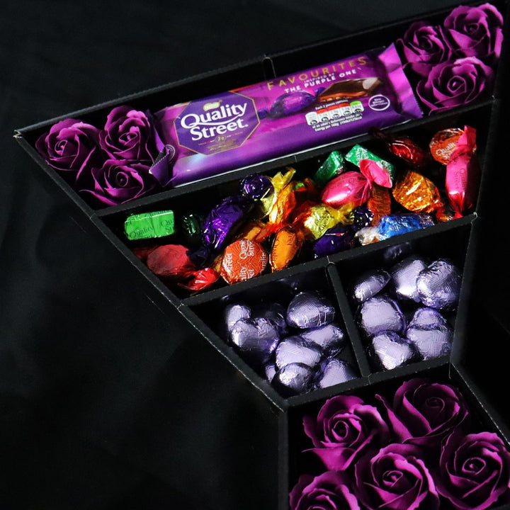 Quality Street Signature Chocolate Bouquet With Purple Roses in gift category 