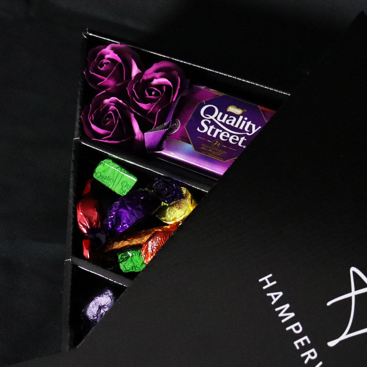 Quality Street Signature Chocolate Bouquet With Purple Roses in gift category 