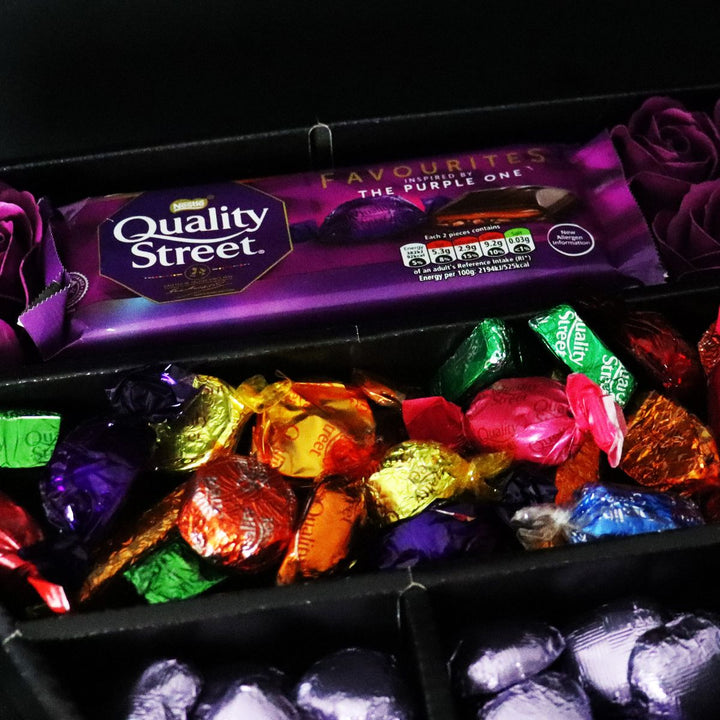 Quality Street Signature Chocolate Bouquet With Purple Roses in gift category 